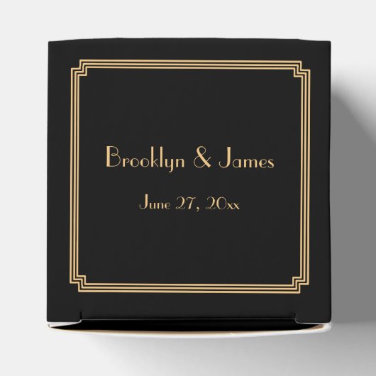Grote Gatsby Art Deco Zwarte Trouw Favoriet Dozen Bedankdoosjes (Bovenkant)