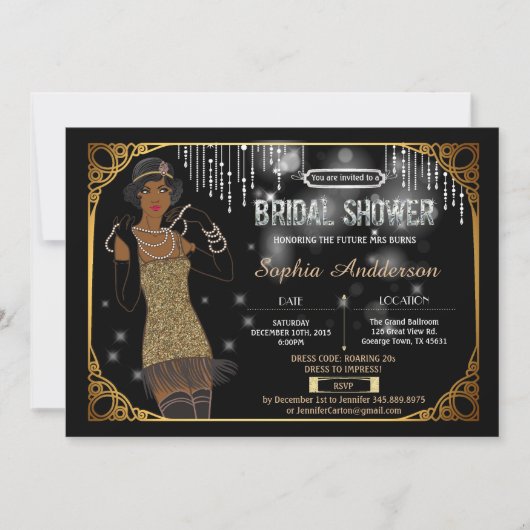 Grote Gatsby bridal douuitnodiging Afrikaanse Kaart (Voorkant)