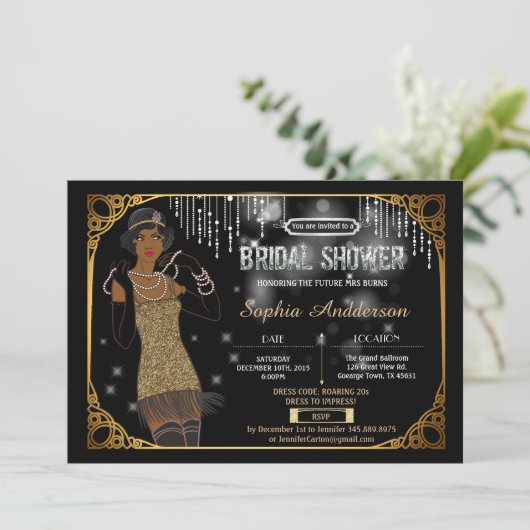 Grote Gatsby bridal douuitnodiging Afrikaanse Kaart (Staand voorkant)