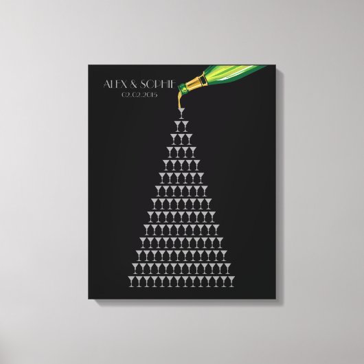 Grote Gatsby Bruiloft Gastenboek Champagne Tower Canvas Afdruk (Voorkant)
