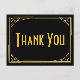 Grote Gatsby Dank U Zwart Goud Art Deco Bruiloft Briefkaart