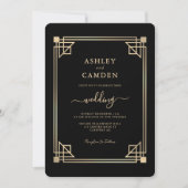 Grote Gatsby Elegante Gouden Lijst Huwelijk Kaart (Voorkant)