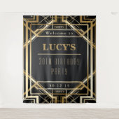 Grote Gatsby-feest Huwelijksfeest Fotohokje Achter Wandkleed (Voorkant)