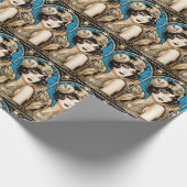 Grote Gatsby Flapper blauw goud zwart jaren 20 Cadeaupapier (Hoek)