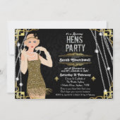 Grote Gatsby Flapper Girl Hens Party - Uitnodiging (Voorkant)