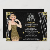 Grote Gatsby Flapper Girl Hens Party - Uitnodiging (Voorkant / Achterkant)