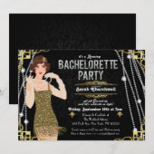 Grote Gatsby Flapper Meisje Bachelorette Uitnodigi Kaart (Voorkant / Achterkant)