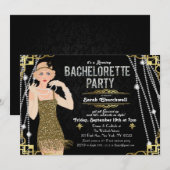 Grote Gatsby Flapper Meisje Bachelorette Uitnodigi Kaart (Voorkant / Achterkant)
