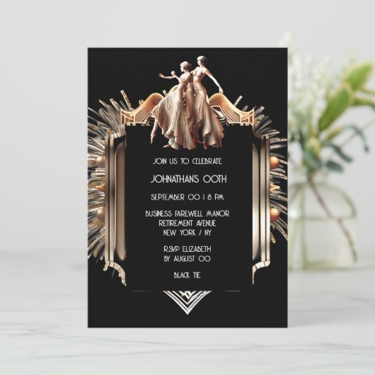 Grote Gatsby flapper meisjes 1920's thema feest Kaart (Staand voorkant)