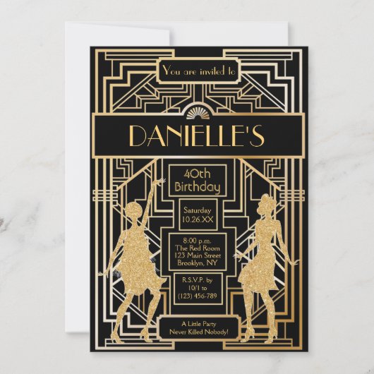 Grote Gatsby geïnspireerde Art Deco Birthday-uitno Kaart (Voorkant)