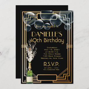 Grote Gatsby geïnspireerde Art Deco Birthday-uitno Kaart