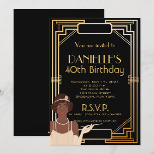 Grote Gatsby geïnspireerde Art Deco Birthday-uitno Kaart