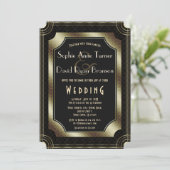 Grote Gatsby Gold Art Deco 20s Wedding Kaart (Staand voorkant)