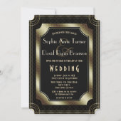  Grote Gatsby Gold Art Deco 20s Wedding Kaart (Voorkant)