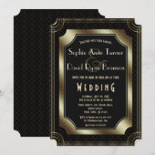 Grote Gatsby Gold Art Deco 20s Wedding Kaart (Voorkant / Achterkant)