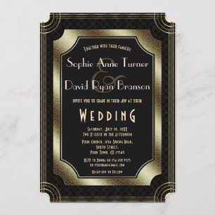 Grote Gatsby Gold Art Deco 20s Wedding Kaart