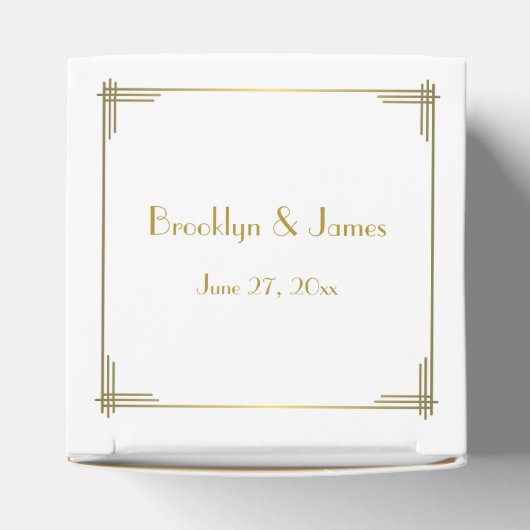 Grote Gatsby Gold Art Deco Wedding Favor Boxes Bedankdoosjes (Bovenkant)
