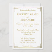 Grote Gatsby Gold Art Deco Wedding Invites Kaart (Voorkant)