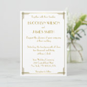 Grote Gatsby Gold Art Deco Wedding Invites Kaart (Staand voorkant)