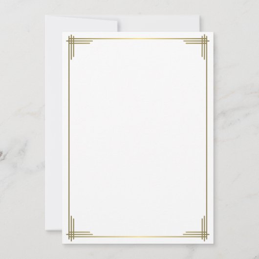 Grote Gatsby Gold Art Deco Wedding Invites Kaart (Achterkant)