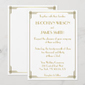 Grote Gatsby Gold Art Deco Wedding Invites Kaart (Voorkant / Achterkant)