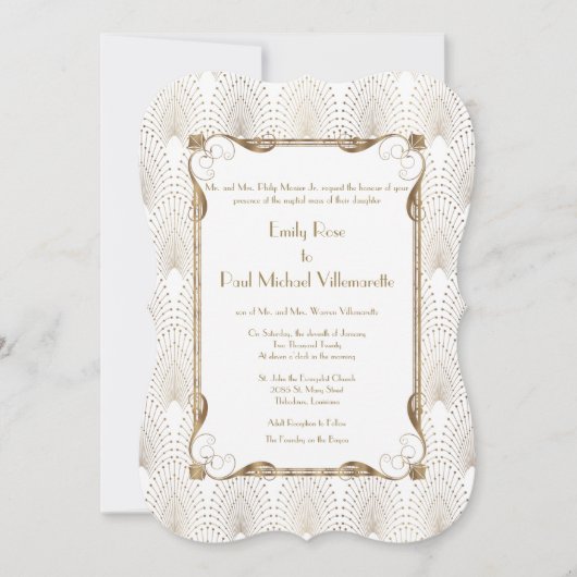 Grote Gatsby Gold White Wedding, 20-jarige zwerver Kaart (Voorkant)