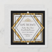 Grote Gatsby Goud Witte Art Deco Save The Date (Voorkant / Achterkant)