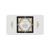 Grote Gatsby Goud Witte Art Deco Trouwdag Etiket (Voorkant)