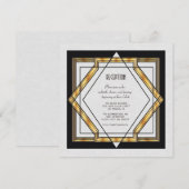 Grote Gatsby Goud Witte Art Deco Trouwreceptie Kaart (Voorkant / Achterkant)