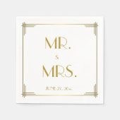 Grote Gatsby Gouden Art Deco Trouwservetten Servetten (Voorkant)