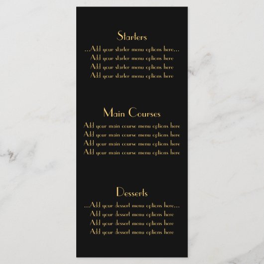 Grote Gatsby jaren 1920 Art Deco Geïnspireerd Wedd Menu (Achterkant)