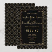 Grote Gatsby  jaren '20 Gold Art Deco Wedding Kaart (Voorkant / Achterkant)