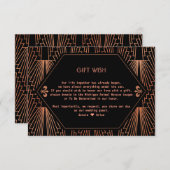 Grote Gatsby Koperbruiloft Gift Wish bij het zwerv Informatiekaartje (Voorkant / Achterkant)