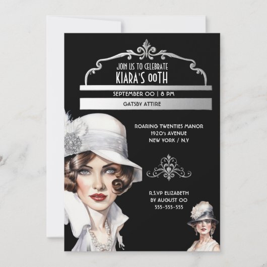 Grote Gatsby luxe vrouw verjaardag in jaren '20 st Kaart (Voorkant)