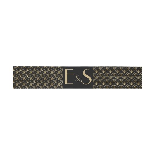 Grote Gatsby Monogrammed art deco bruiloft Uitnodigingen Wikkel (Vlak)
