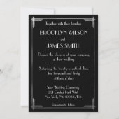 Grote Gatsby Silver Foil Art Deco Wedding Invites Kaart (Voorkant)