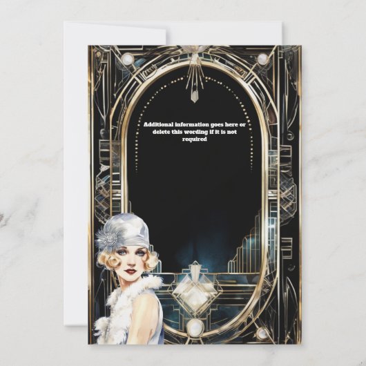 Grote Gatsby thema flapper meisje 1920's Kaart (Achterkant)