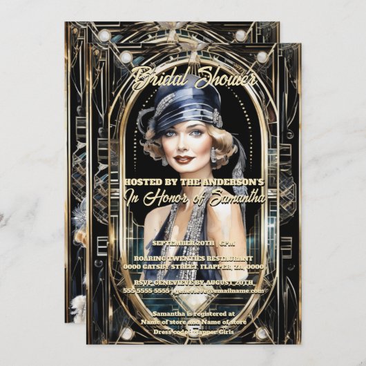 Grote Gatsby thema flapper meisje 1920's Kaart (Voorkant / Achterkant)