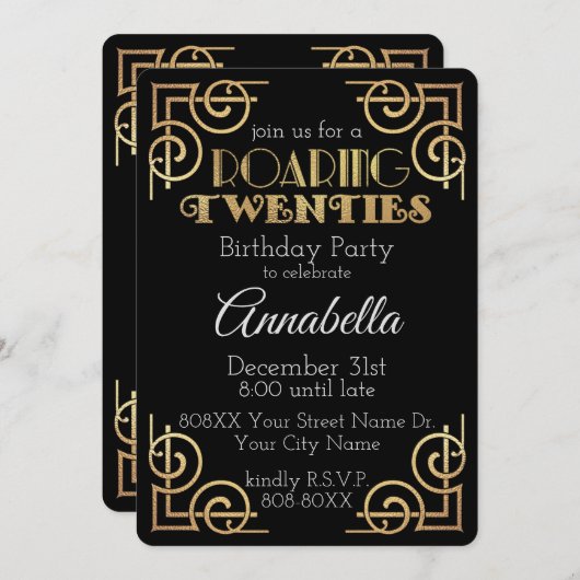 Grote Gatsby Theme Party voor Roaring 20-jarig Kaart (Voorkant / Achterkant)