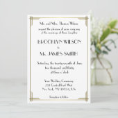Grote Gatsby White Gold Art Deco Wedding Invites Kaart (Staand voorkant)