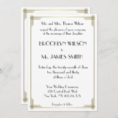 Grote Gatsby White Gold Art Deco Wedding Invites Kaart (Voorkant / Achterkant)