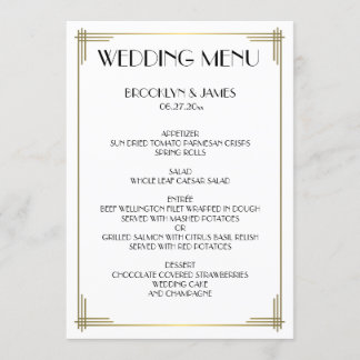 Grote Gatsby Witte Art Deco Trouwmenu Menu