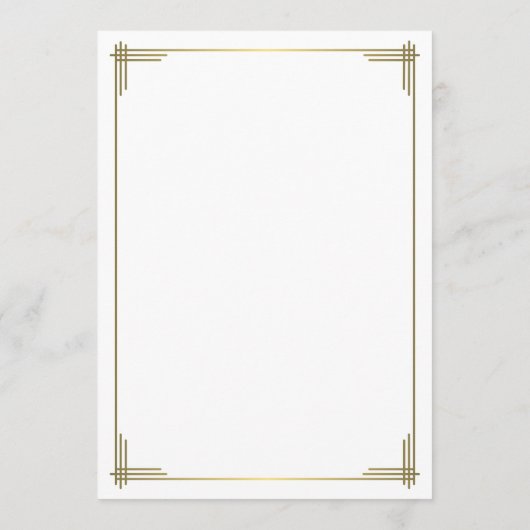 Grote Gatsby Witte Art Deco Trouwmenu Menu (Achterkant)