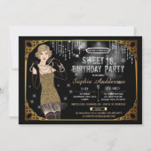 Grote Gatsby zoete 16 verjaardagsfeestje uitnodigi Kaart (Voorkant)