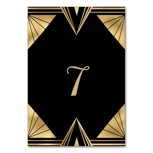 Grote Gatsby zwart en goud Trouwtafel Nummer Kaart (Voorkant)
