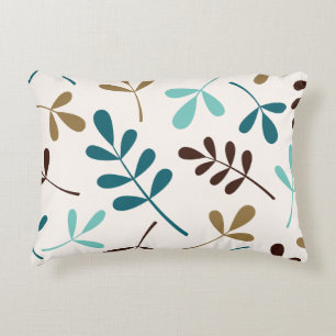 Grote geassorteerde bladeren Teals Goudbruin op cr Accent Kussen