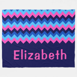 Grote gebreide deken met monogram en blauwe roze c