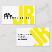 Grote gedurfde initialen bedekken geel visitekaartje (Voorkant / Achterkant)