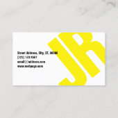 Grote gedurfde initialen bedekken geel visitekaartje (Achterkant)