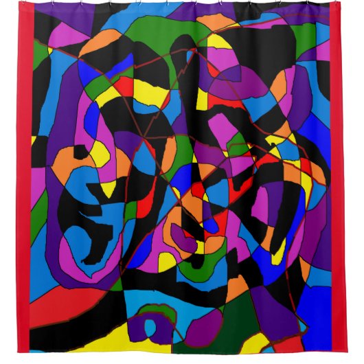 Grote gedurfde mozaïekgemengde kleur douchegordijn (Voorkant)